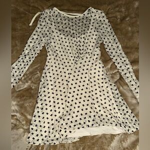 Free People Black and White Long Sleeve Dress